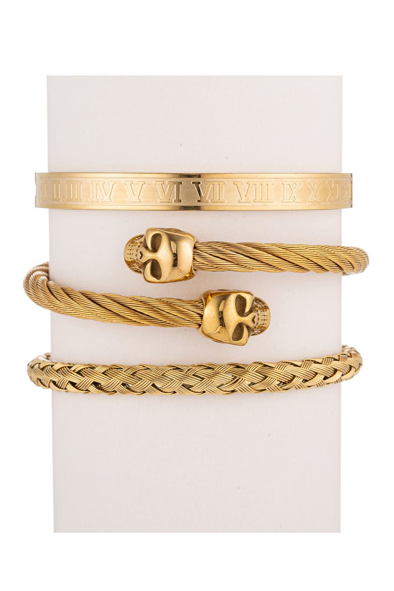 Men's Set of 3 Louis Titanium Bracelets, Main, color, GOLD