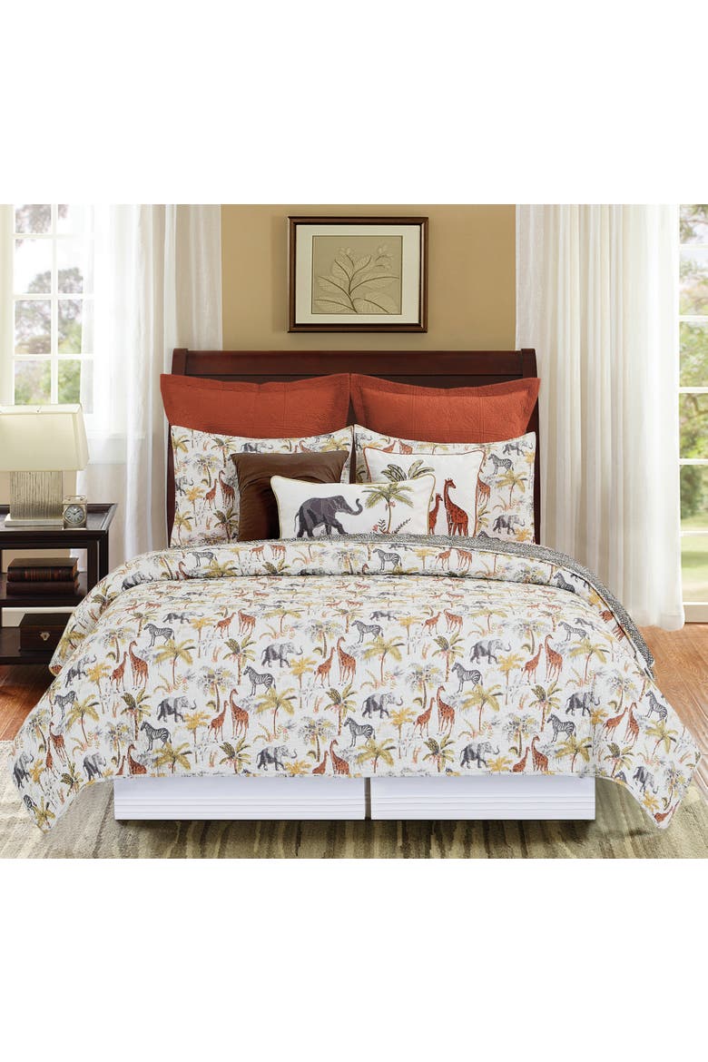 Serengeti Safari Cotton Quilt Set  - Reversible and Machine Washable, Alternate, color, Yellow
