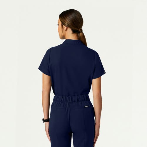 Jaanuu 1-pocket Classic Banded Collar Scrub Top In Blue