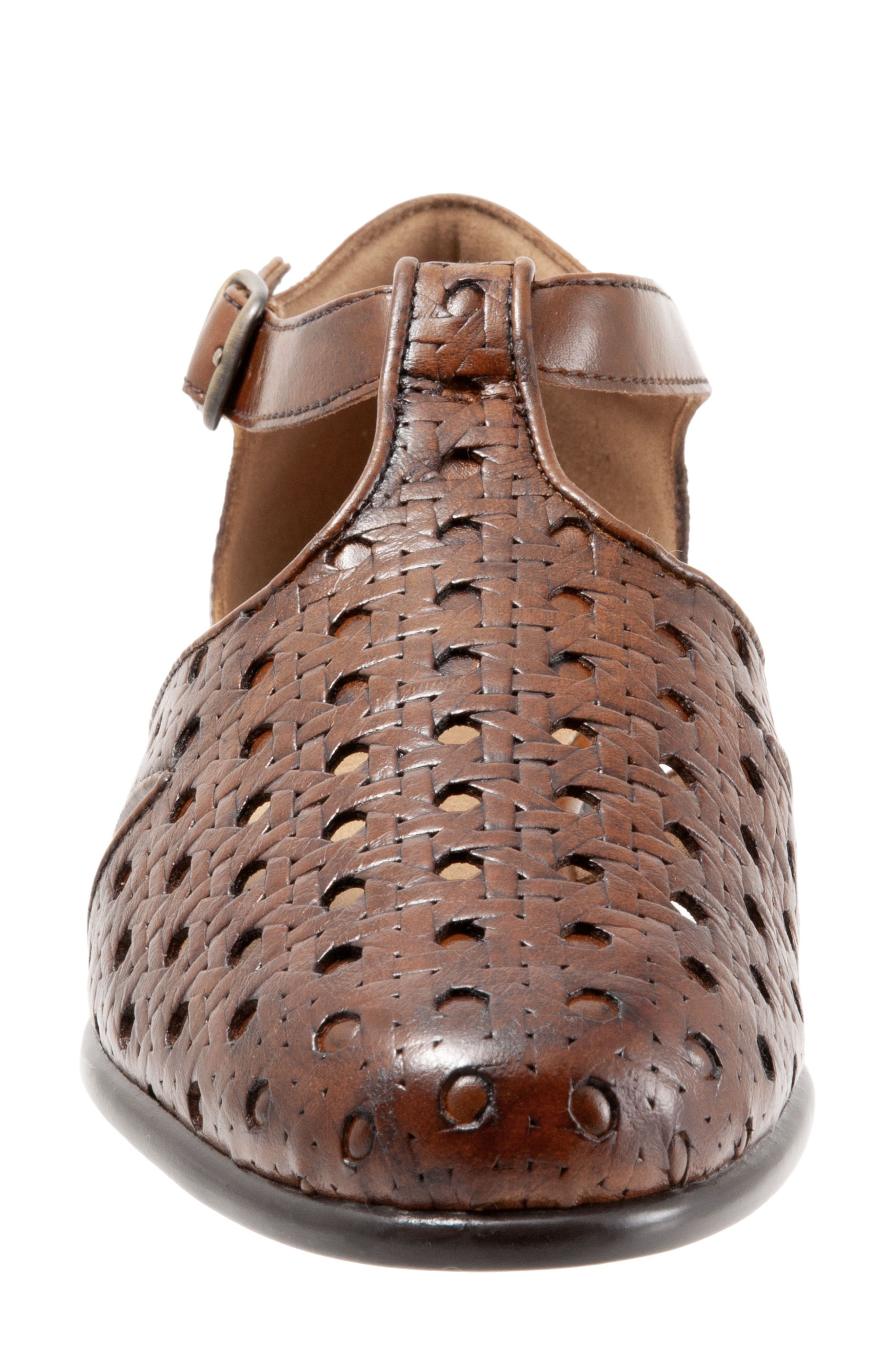 Leatha Open Weave Skimmer Flat, Alternate, color, BROWN LEATHER