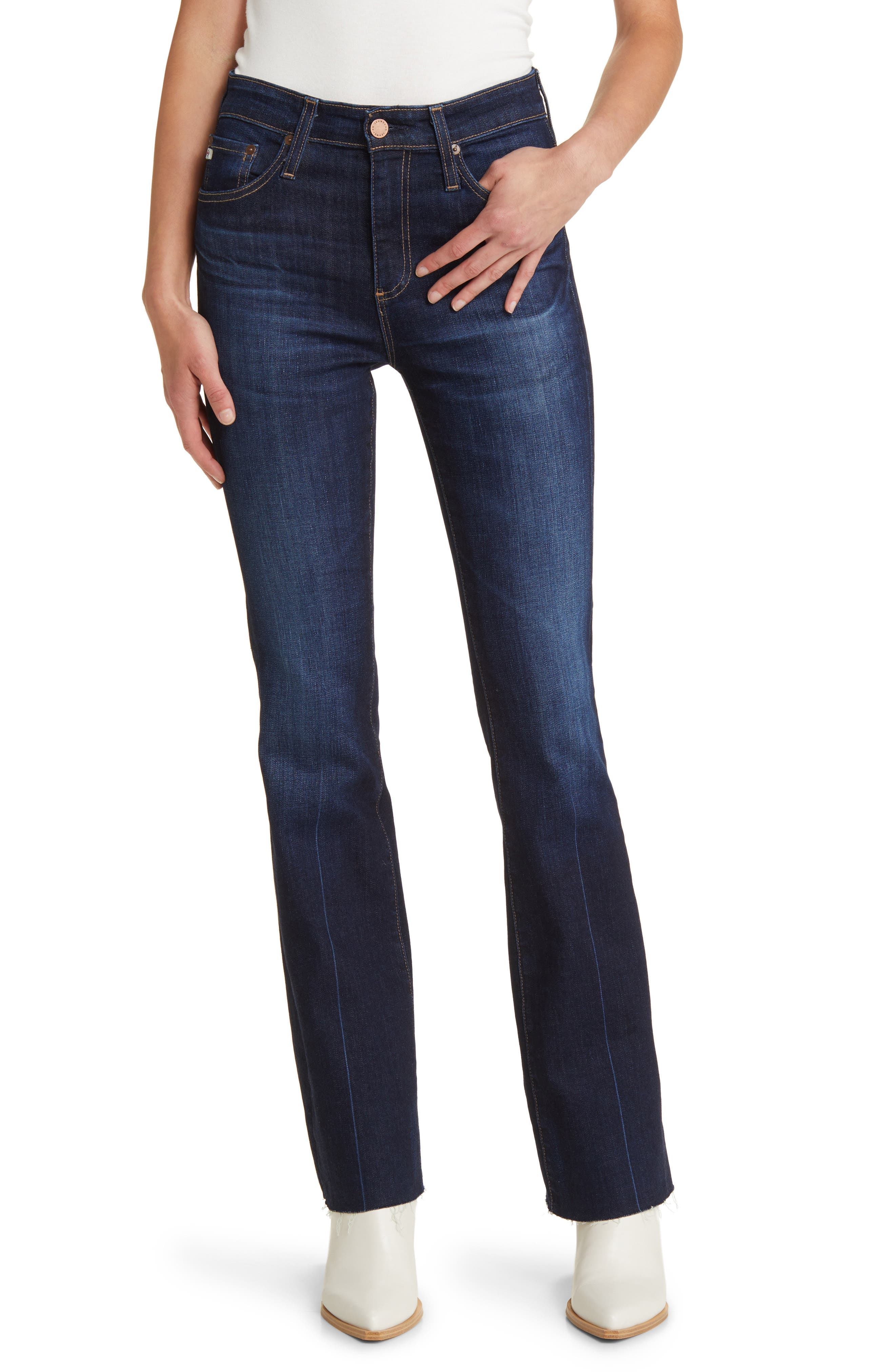 Farrah Raw Hem High Waist Bootcut Jeans