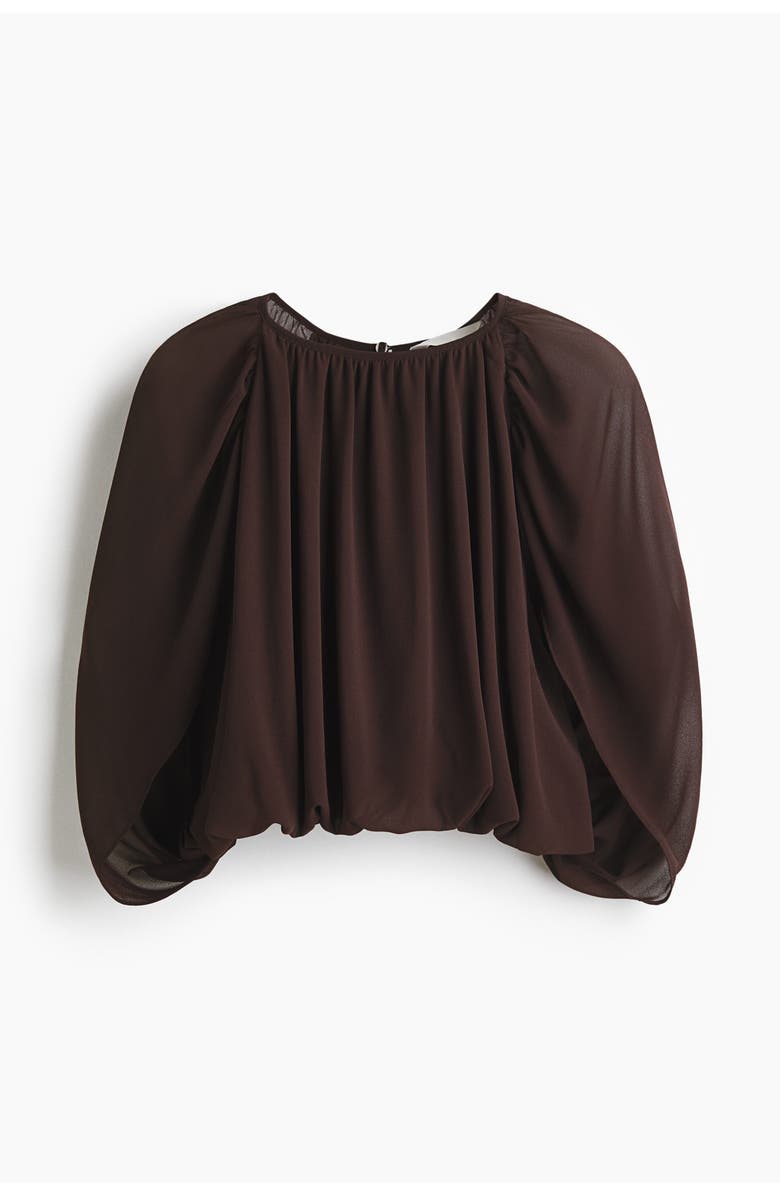 H&M Chiffon Top, Main, color, Dark Brown