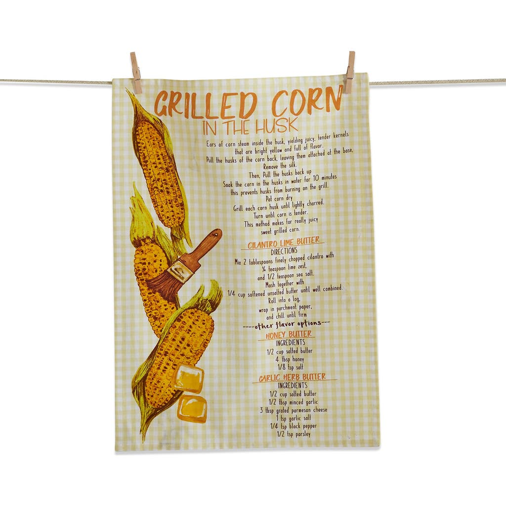 Tag Grilled Corn Recipe Dishtowel Cotton Kitchen Towel Summer Yellow Multi 26x18 Machine Washable In Multi