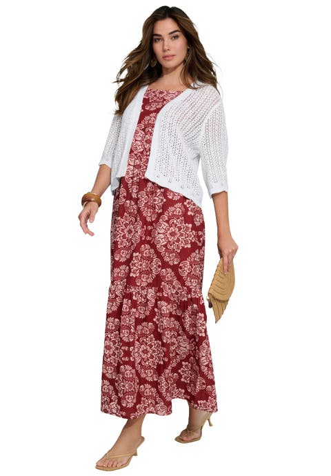 Plus Size Crochet Open Front Flare Sleeve Shrug Cardigan