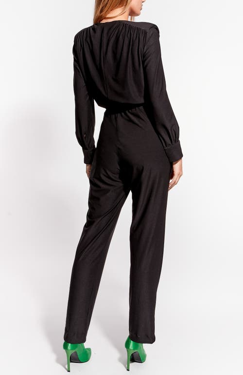 As By Df Emery Long-sleeve Surplice Jumpsuit In Black