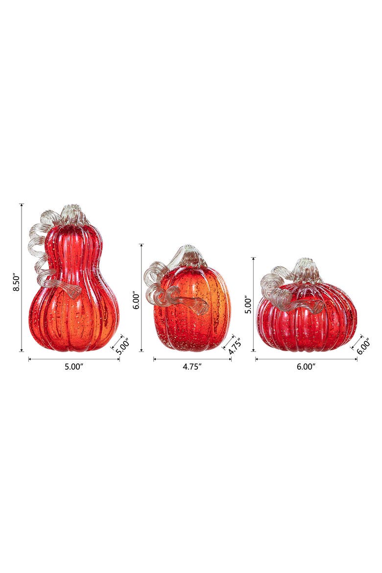 Set of 3 Glass Pumpkin & Gourd, Alternate, color, Red