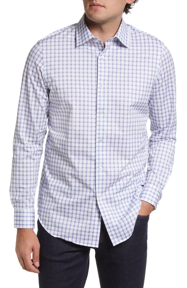 Bugatchi OoohCotton<sup>®</sup> Check Button-Up Shirt, Main, color, 