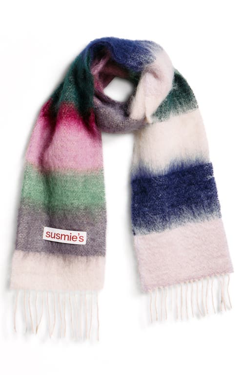 Susmie's Wool & Mohair Fringe Scarf In Multi