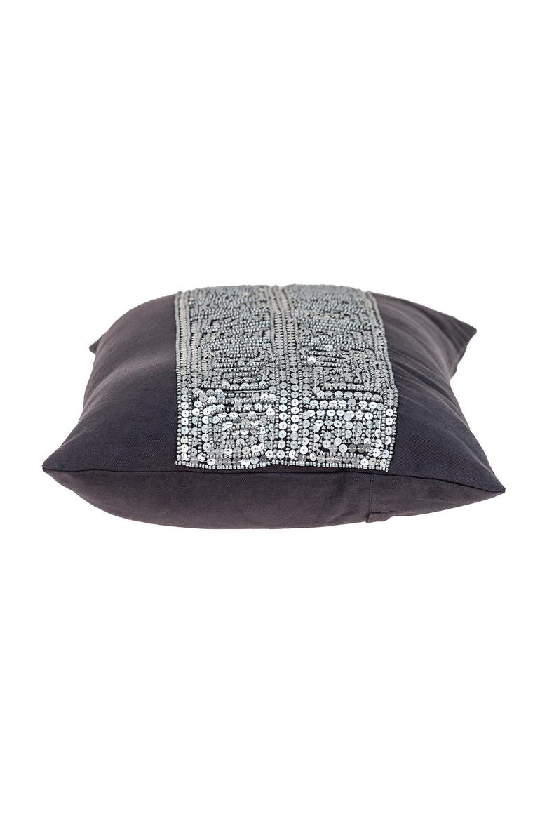 Misty Embellished Beaded Accent Pillow, Alternate, color, GRAY
