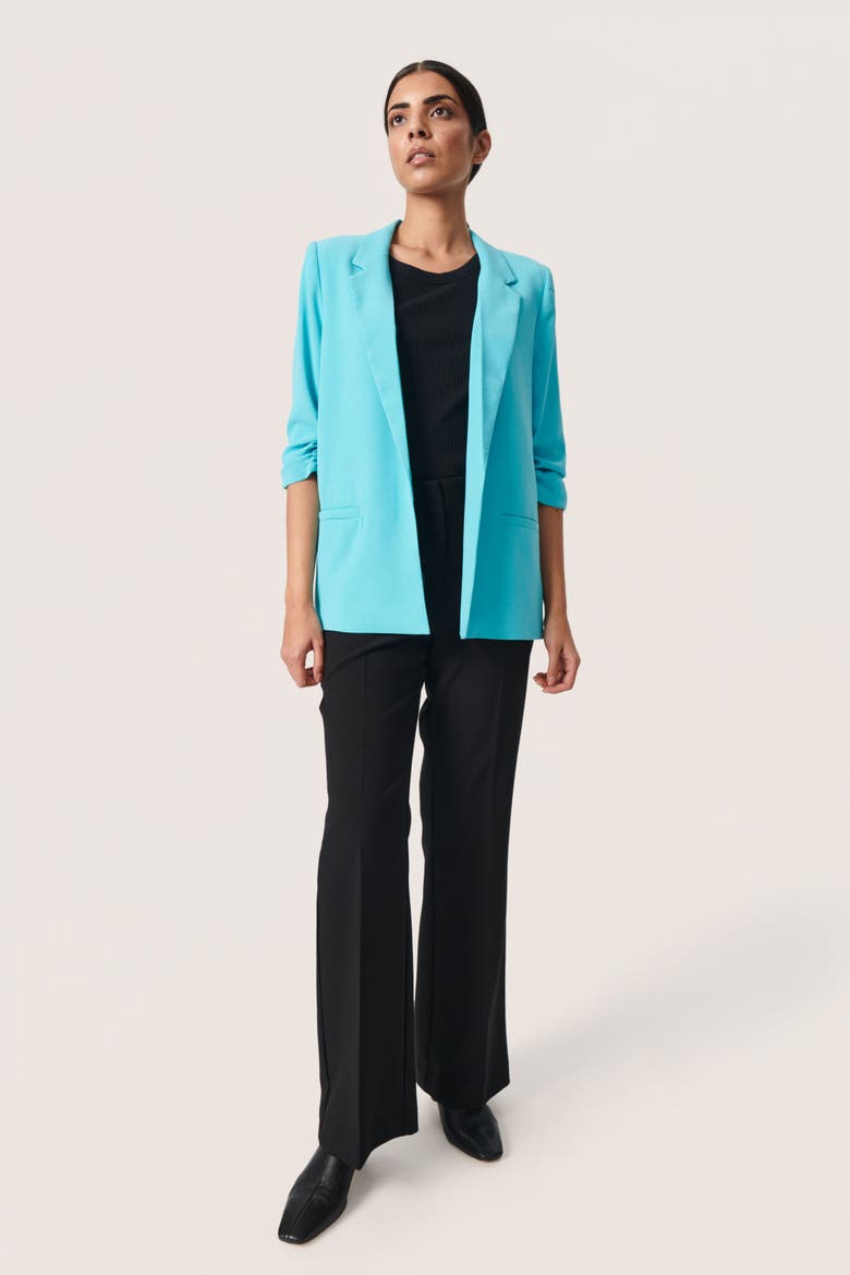 Shirley 3/4 Sleeve Open Front Blazer, Alternate, color, Sea Jet