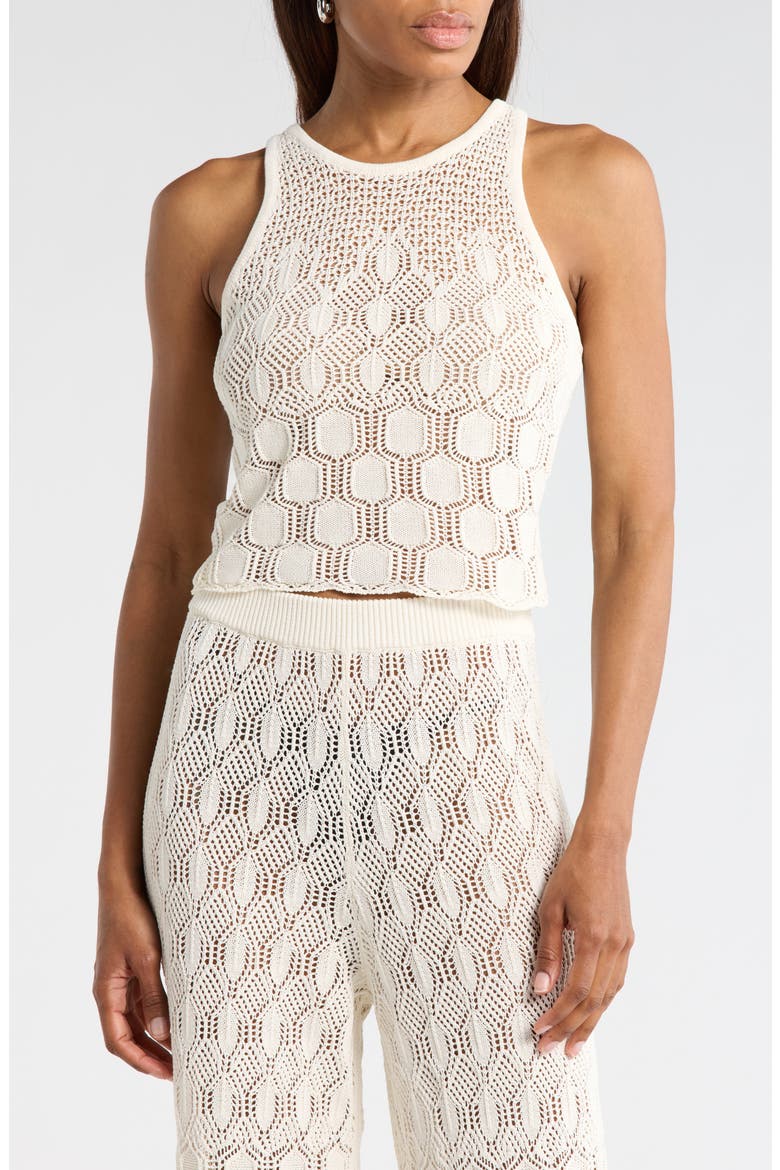 Rosa Pointelle Stitch Tank, Main, color, OFF WHITE
