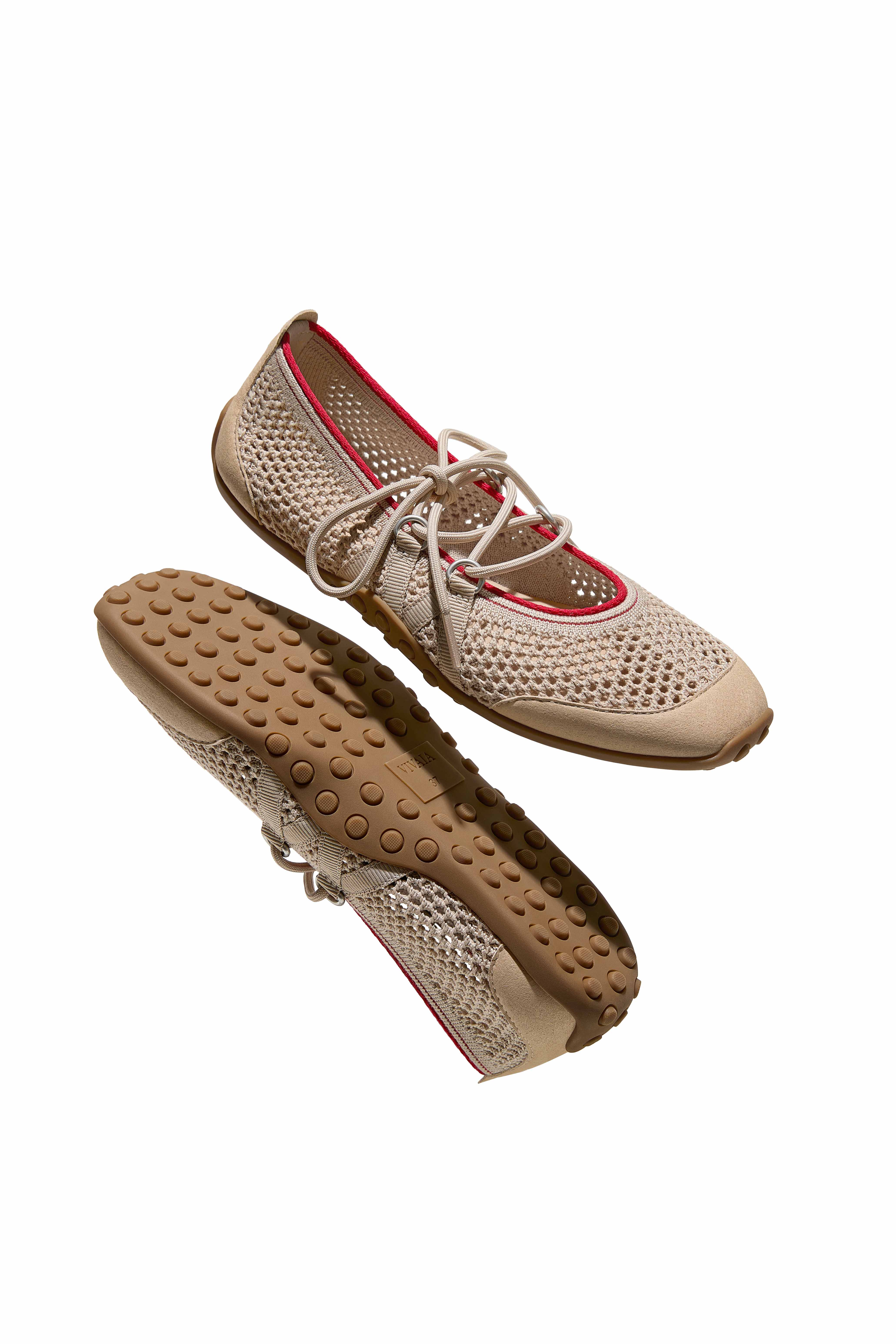 Cecily Square-Toe Ballet Flats Hybrid Mesh Mary Janes, Alternate, color, ALMOND MESH