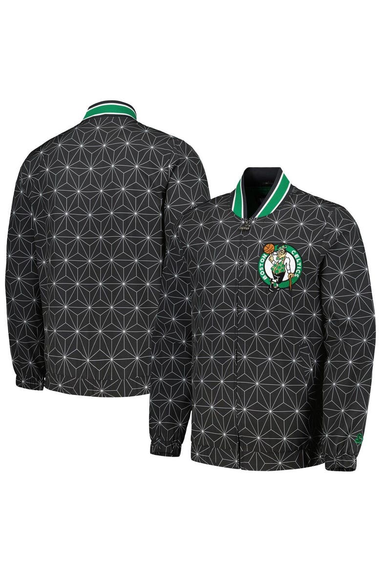 Men's Starter Black Boston Celtics In-Field Play Fashion Satin Full-Zip Varsity Jacket, Main, color, Black