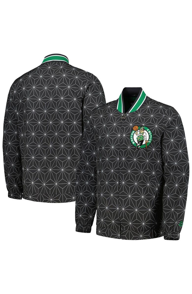 STARTER Men's Starter Black Boston Celtics In-Field Play Fashion Satin Full-Zip Varsity Jacket, Main, color, Black