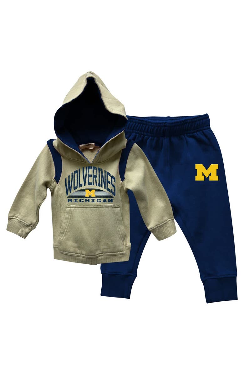 Wes & Willy Infant Wes & Willy Michigan Wolverines Colorblock Pullover Hoodie and Sweatpants Set, Alternate, color, Navy