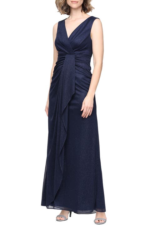 Sleeveless Glitter Mesh Gown