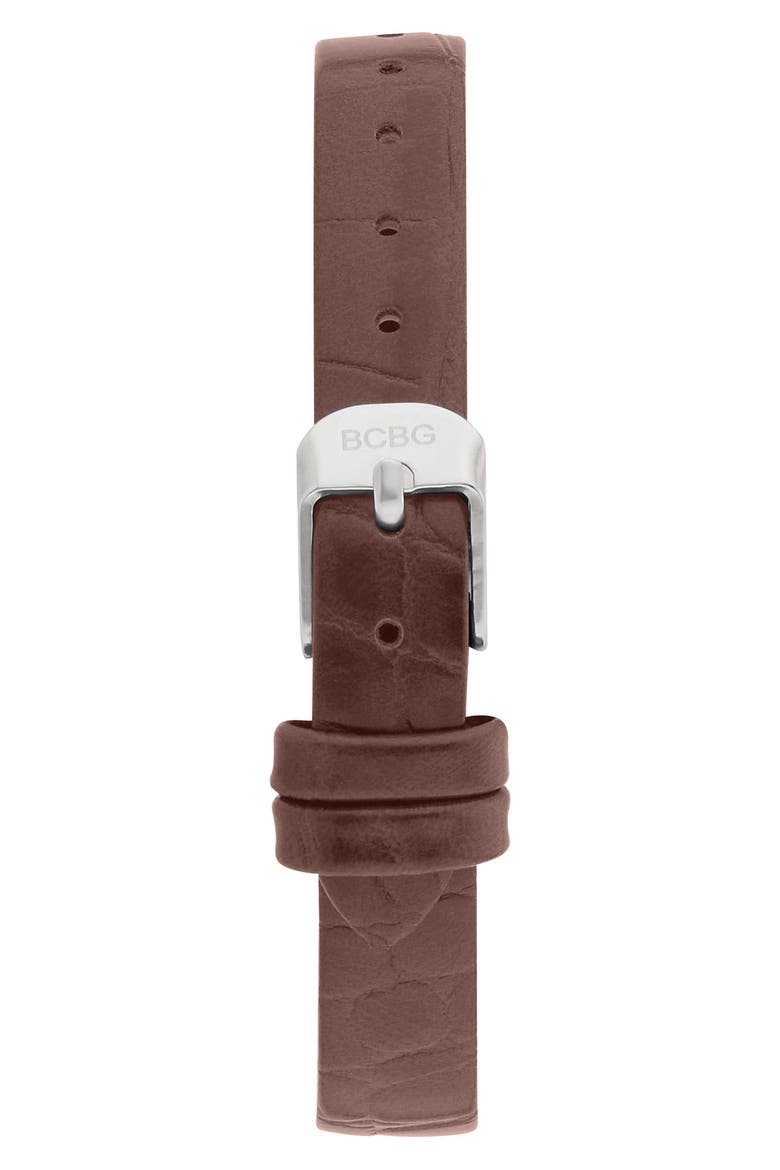 Square Face Faux Leather Strap Watch, 25mm, Alternate, color, BROWN