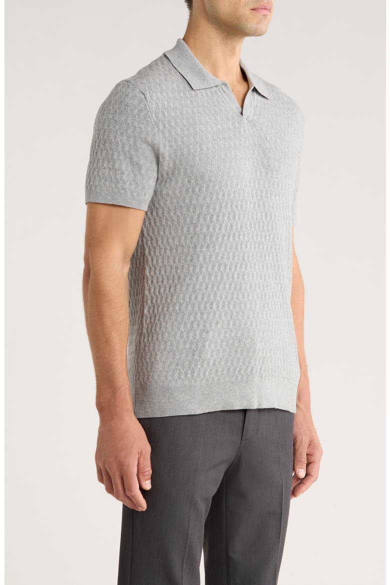 Rylan Johnny Collar Cotton Blend Polo Sweater, Alternate, color, GREY