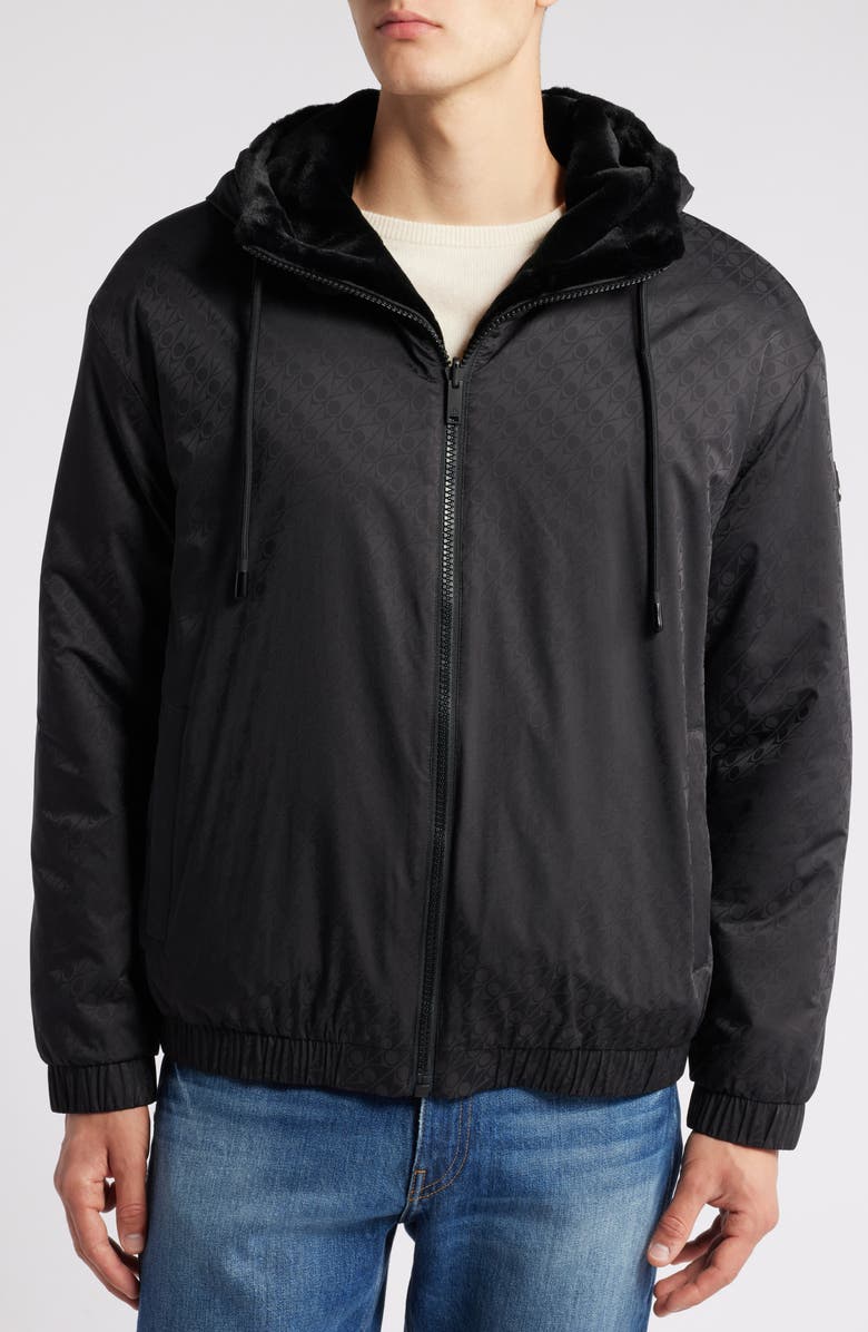 Moose Knuckles Borden Bunny Wind & Water Resistant Faux Fur Reversible Moto Jacket, Alternate, color,