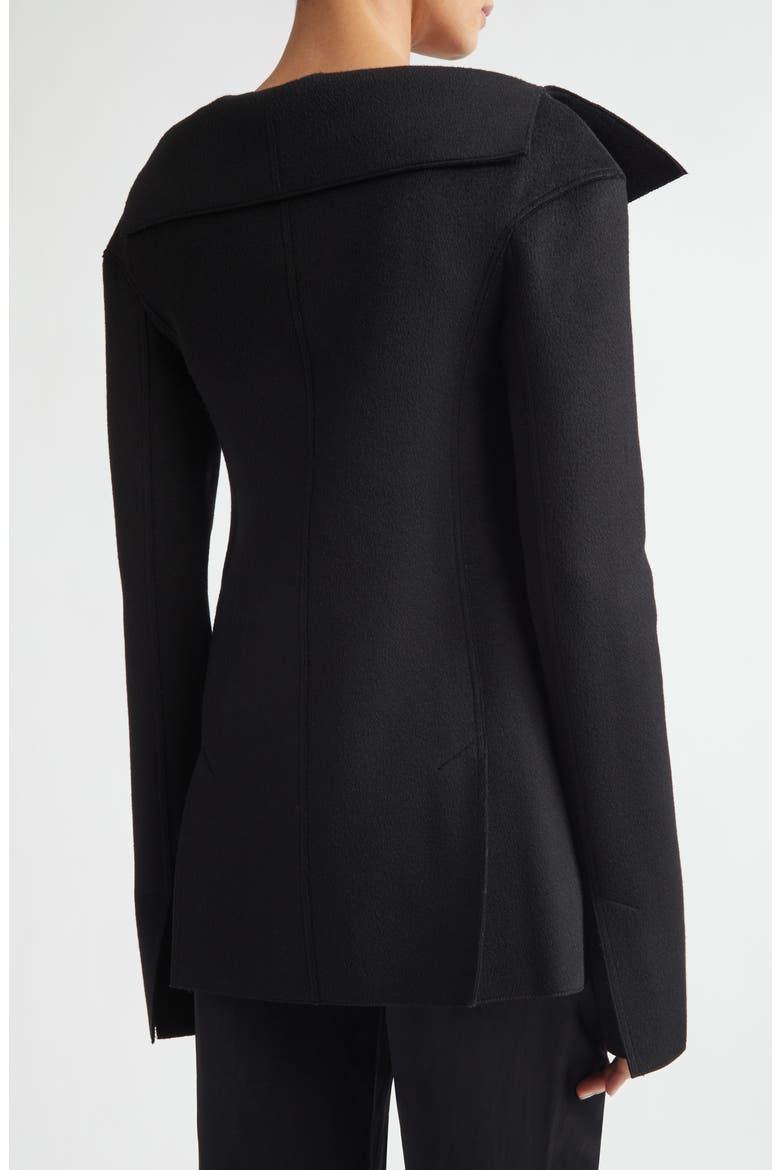 Open Collar Wool Jacket, Alternate, color, BLACK