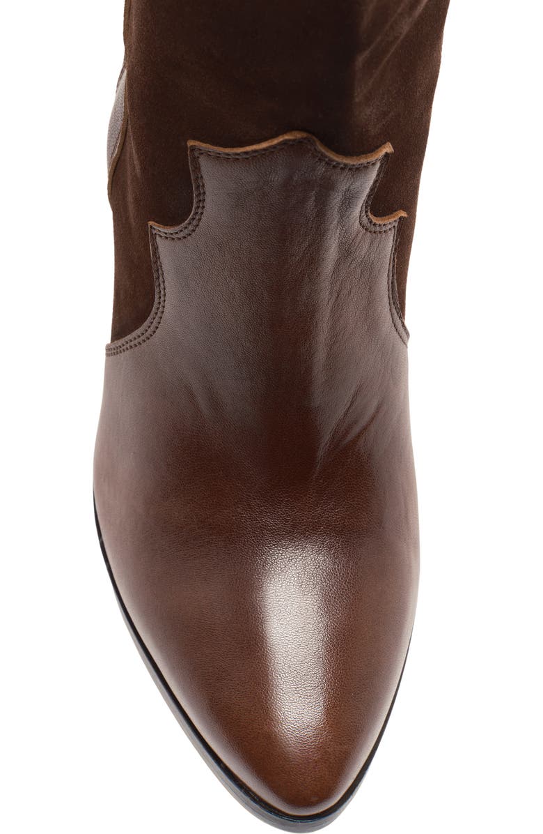 Free People Taper Heel Western Boot, Alternate, color, Chocolate Suede/ Lear