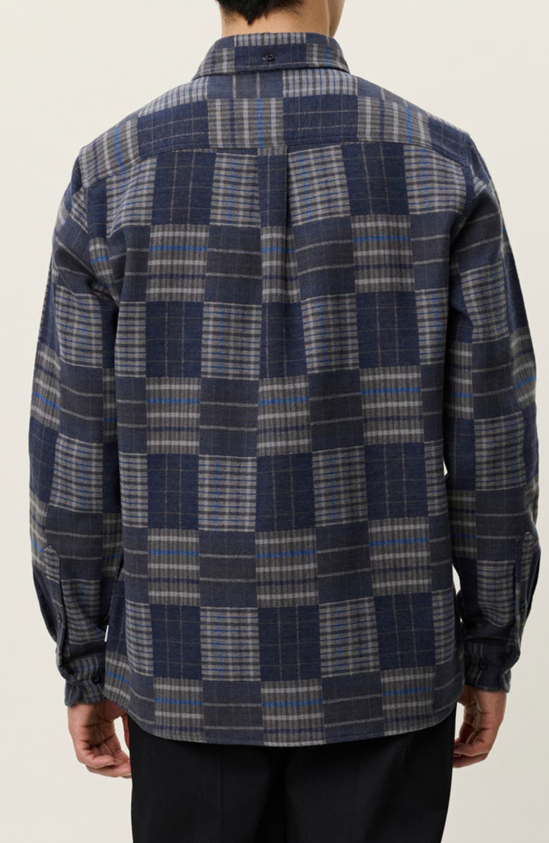 Les Deux Kent Patchwork Check Button-Down Shirt, Alternate, color, Dark Navy