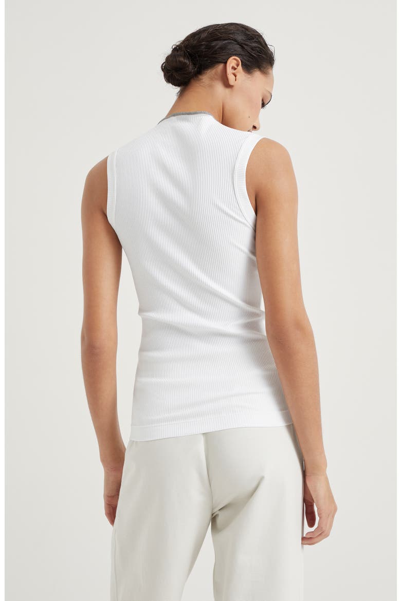 Ribbed jersey top, Alternate, color, White