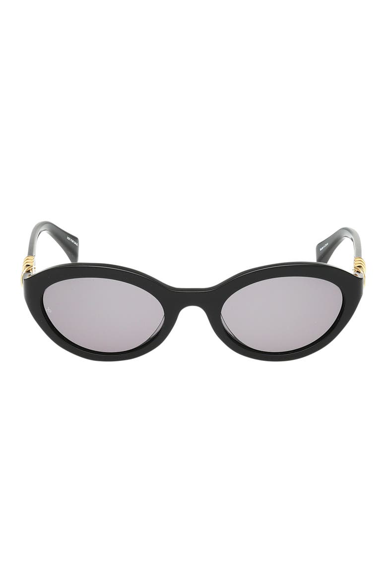 52mm Oval Sunglasses, Main, color, SHINY BLACK / SMOKE LENSES