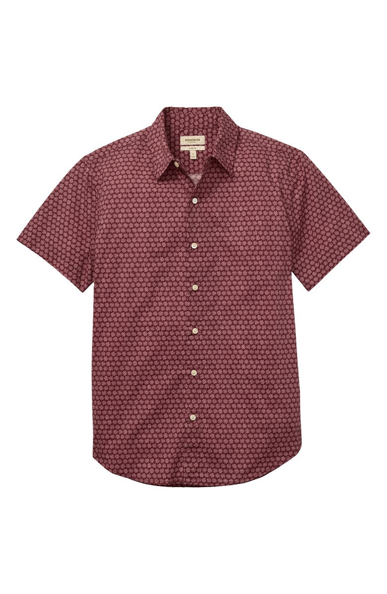 Bonobos Riviera Point Slim Fit Floral Short Sleeve Cotton Button-Up Shirt, Alternate, color, Daisy Dazey