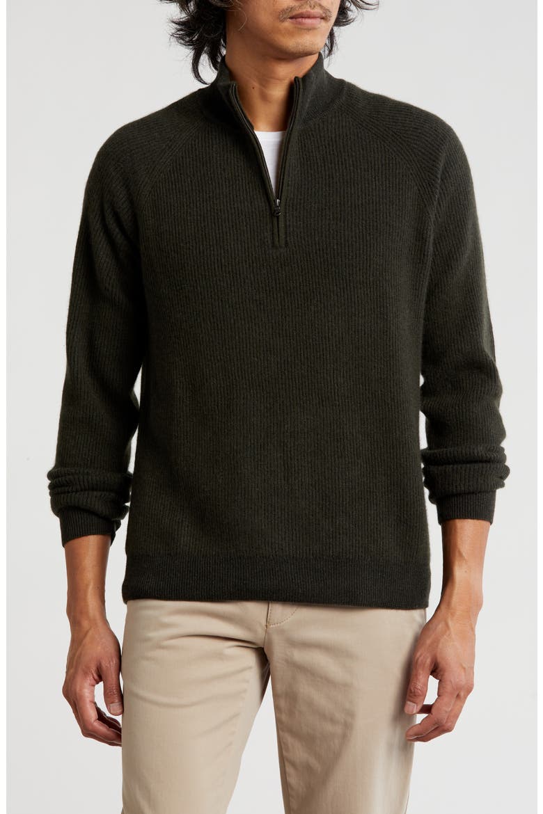 Rib Cashmere Pullover, Main, color, DGRN