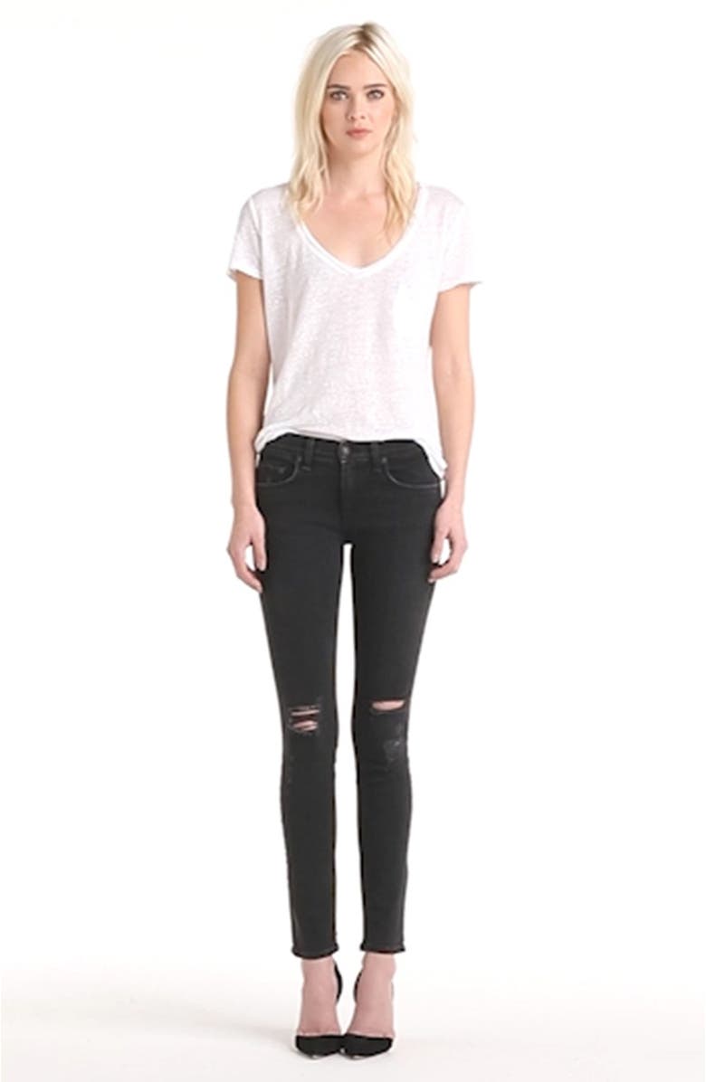 rag & bone/JEAN Shredded Skinny Jeans, Alternate, color,