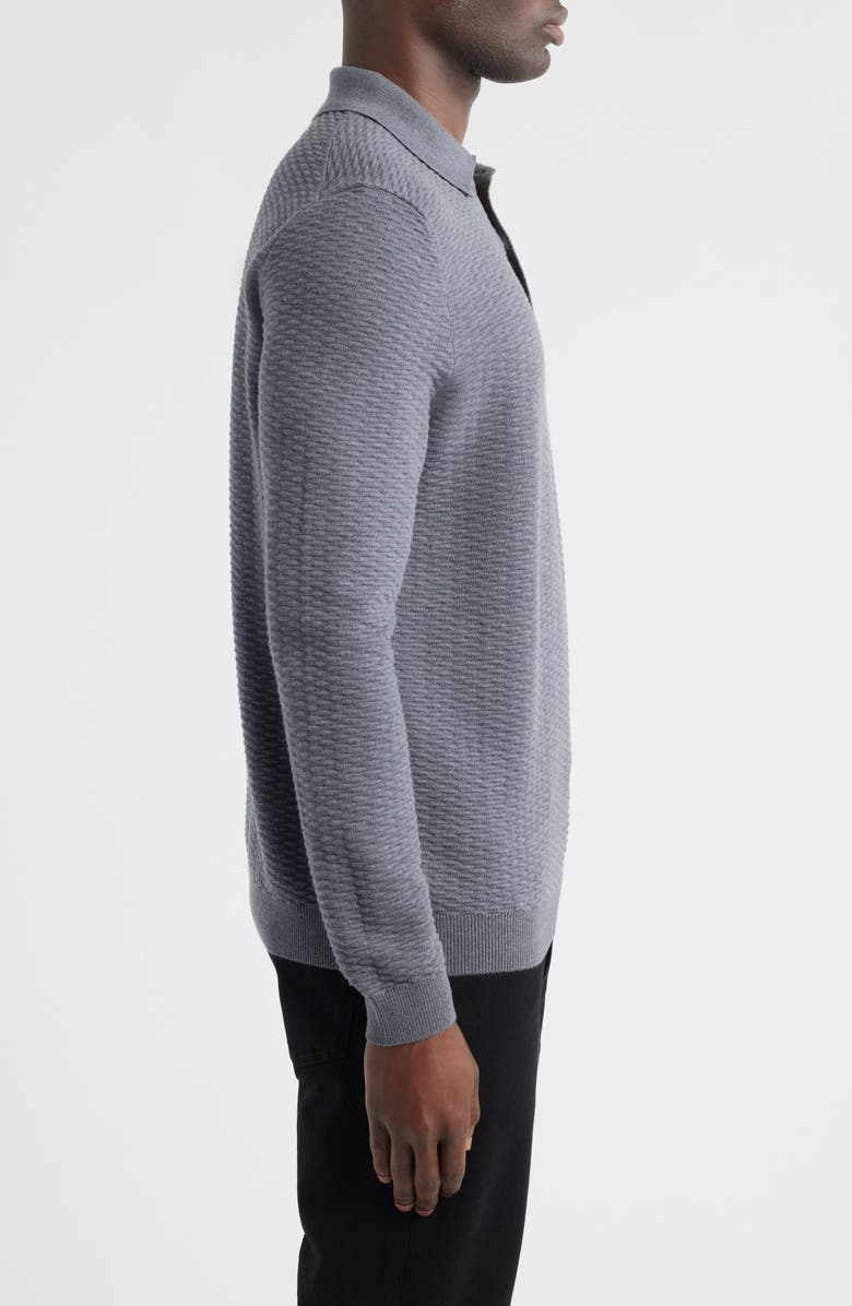 BOSS Diluigi Long Sleeve Virgin Wool Blend Polo Sweater, Alternate, color, Grey