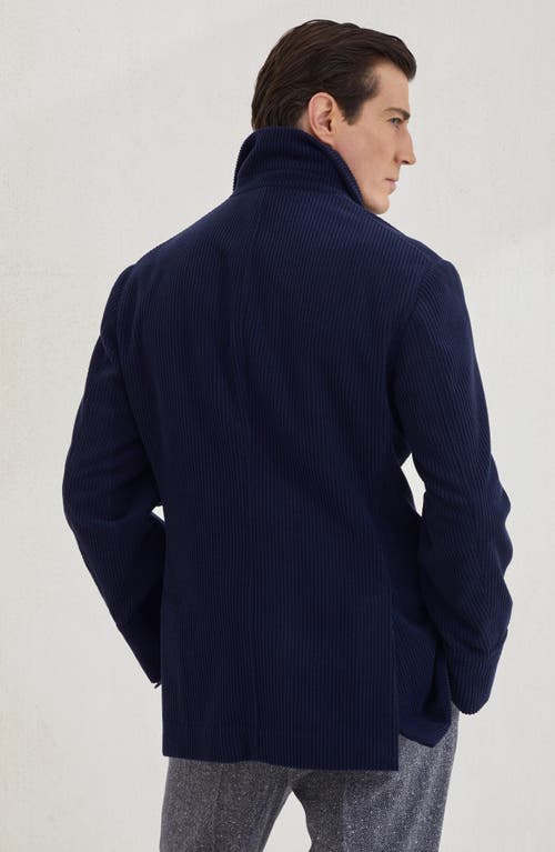 Brunello Cucinelli Corduroy Double-breasted Jacket In Blue