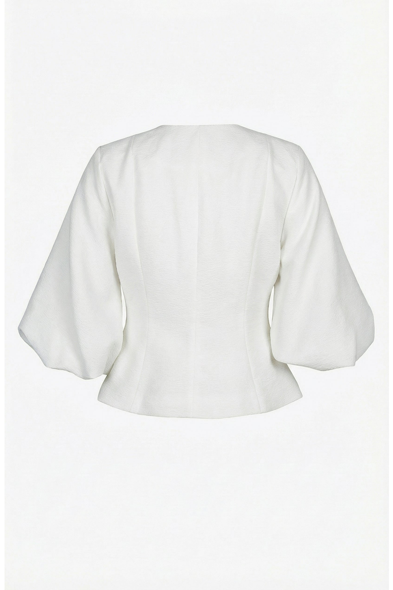 Embellished Puff Sleeve Button Jacket, Alternate, color, Cream