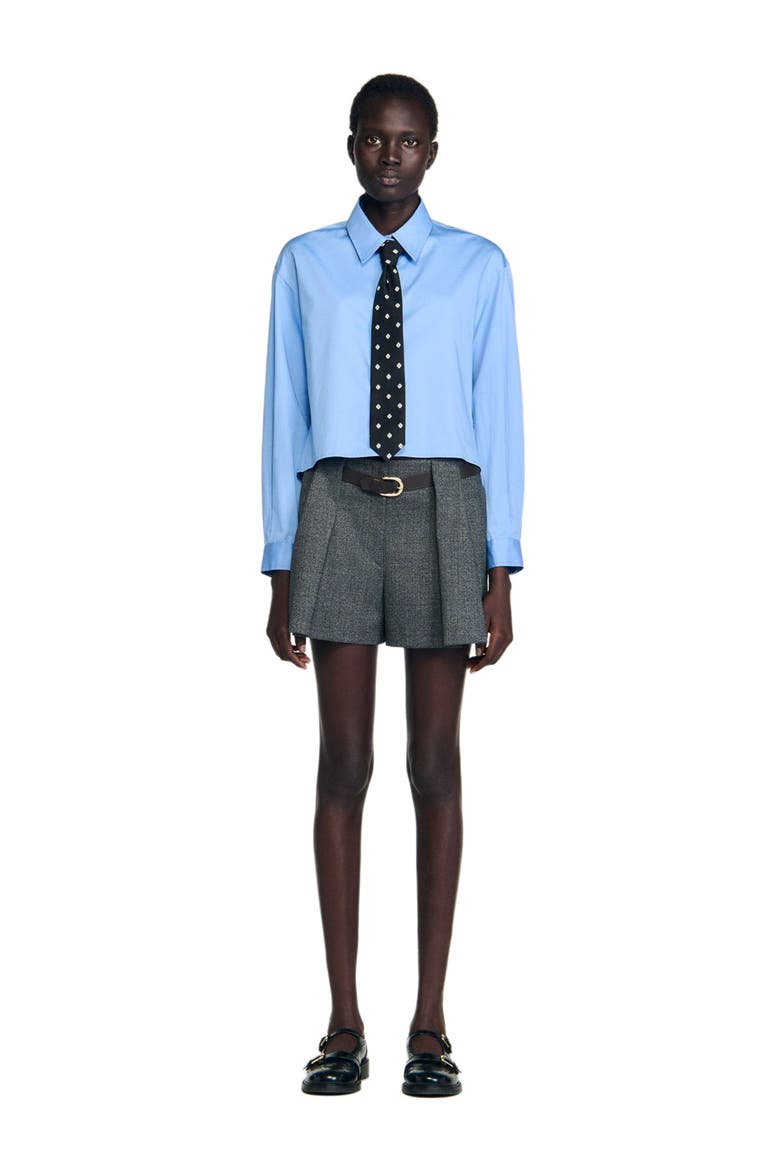 Cropped shirt with detachable tie (Women) | Nordstrom