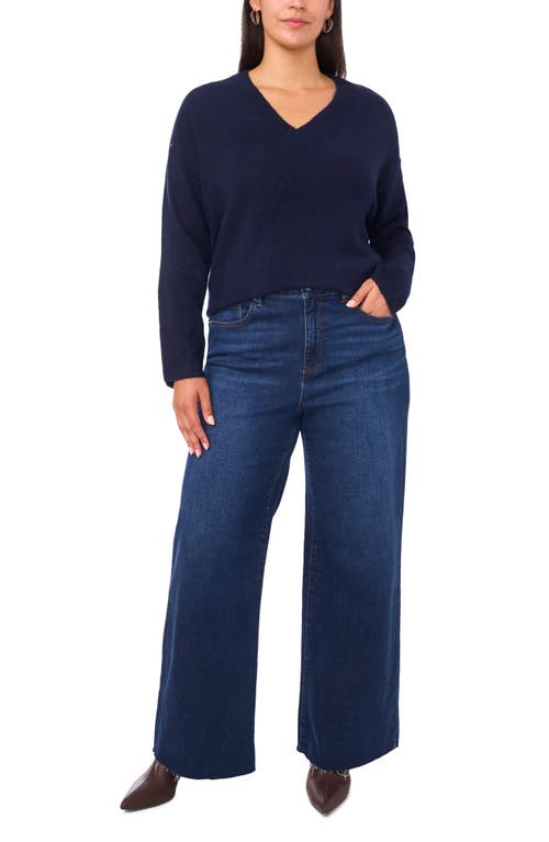 Vince Camuto Colorblock V-neck Sweater In Blue