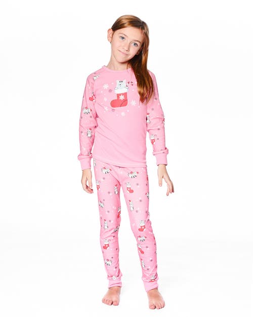 Deux Par Deux Organic Cotton Two-piece Pajamas Cat In Multi