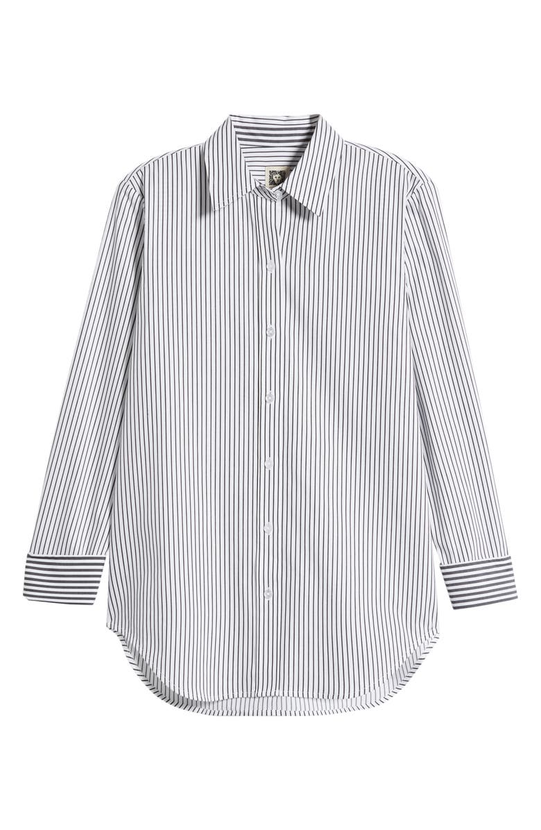 Anne Klein Stripe Cotton Poplin Button-Up Shirt, Alternate, color,