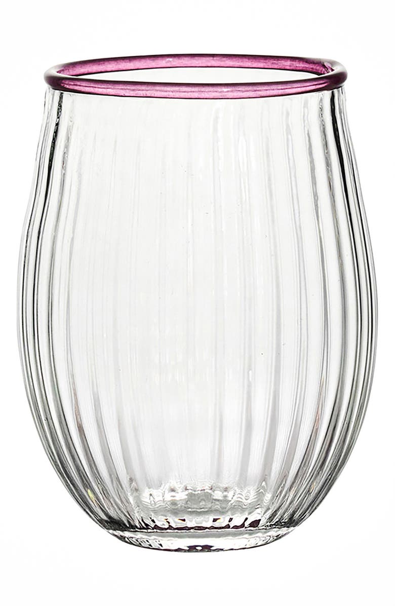 Juliska Nell Set of 4 Assorted Stemless Wine Glasses, Alternate, color, Multi Orange