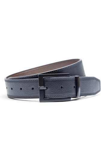 Nike Reversible 2-row Stitch Feather Edge Belt In Black/dark Brown