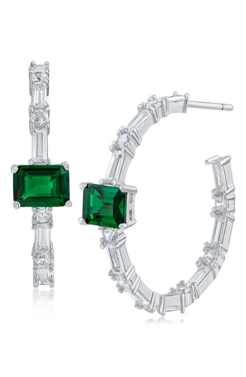 Mixed Cubic Zirconia Inside Out Hoop Earrings