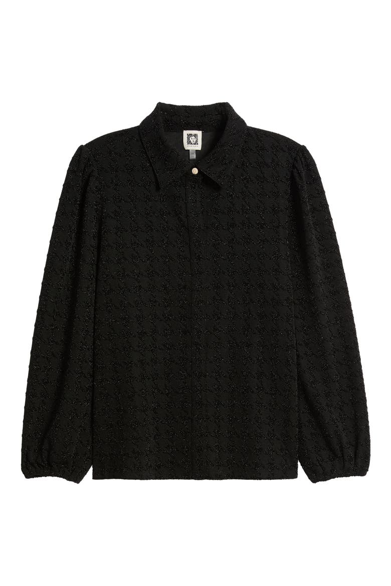 Metallic Houndstooth Puff Shoulder Top, Alternate, color, ANNE BLACK