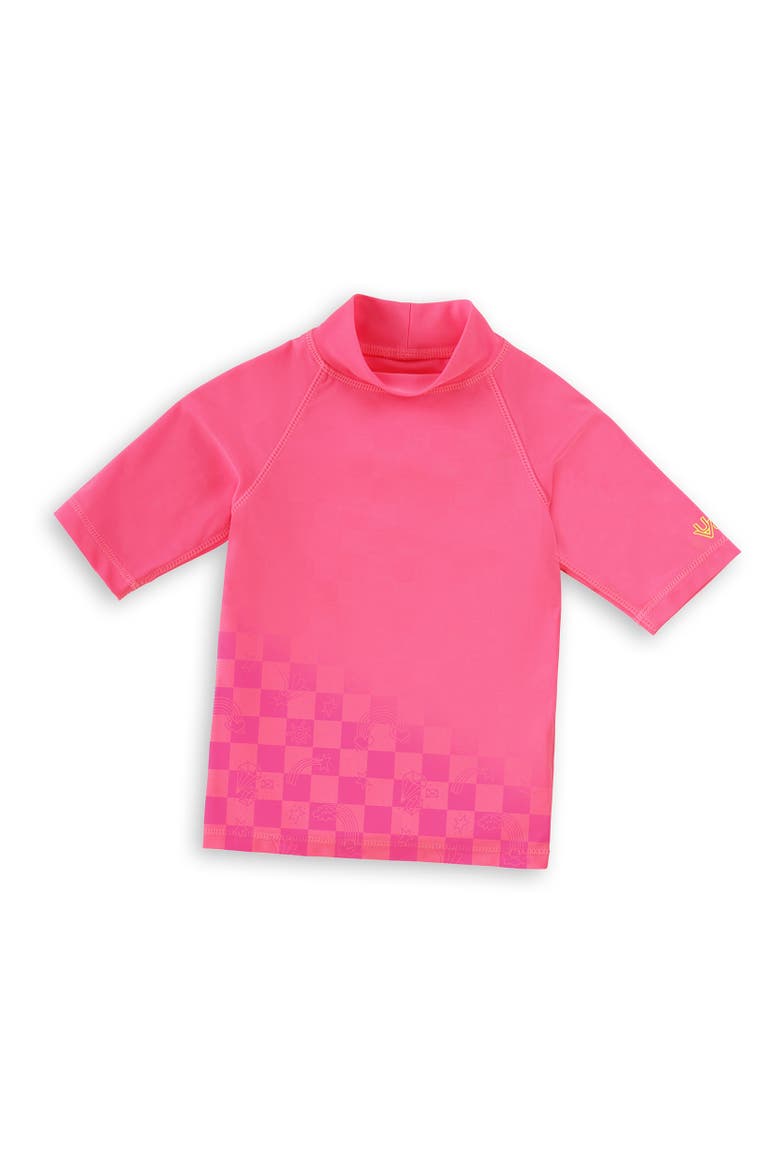 Short Sleeve Sun & Swim Shirt, Alternate, color, Neon Checkers