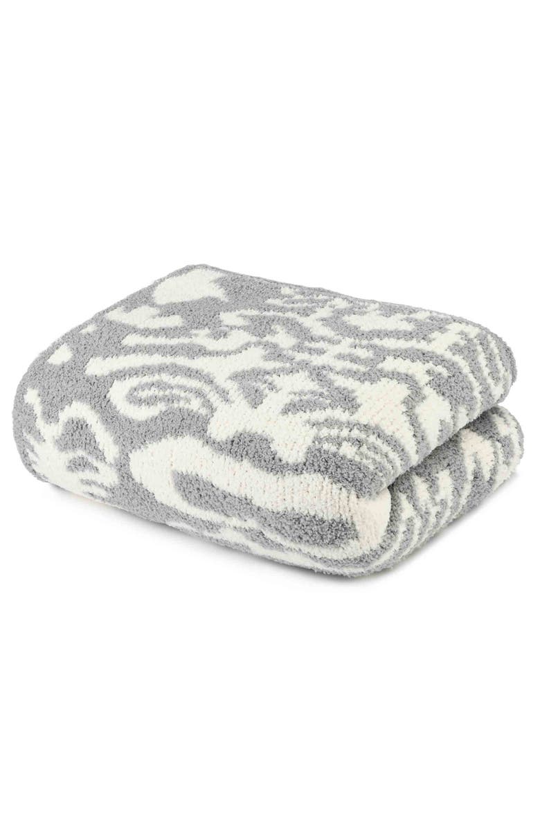 Kashwére Throw - Damask - Chenilla Cloud, Main, color, Stone / Creme