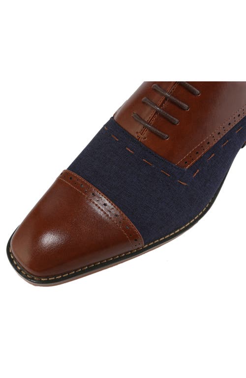 Gino Vitale Cap Toe Oxford In Brown/blue