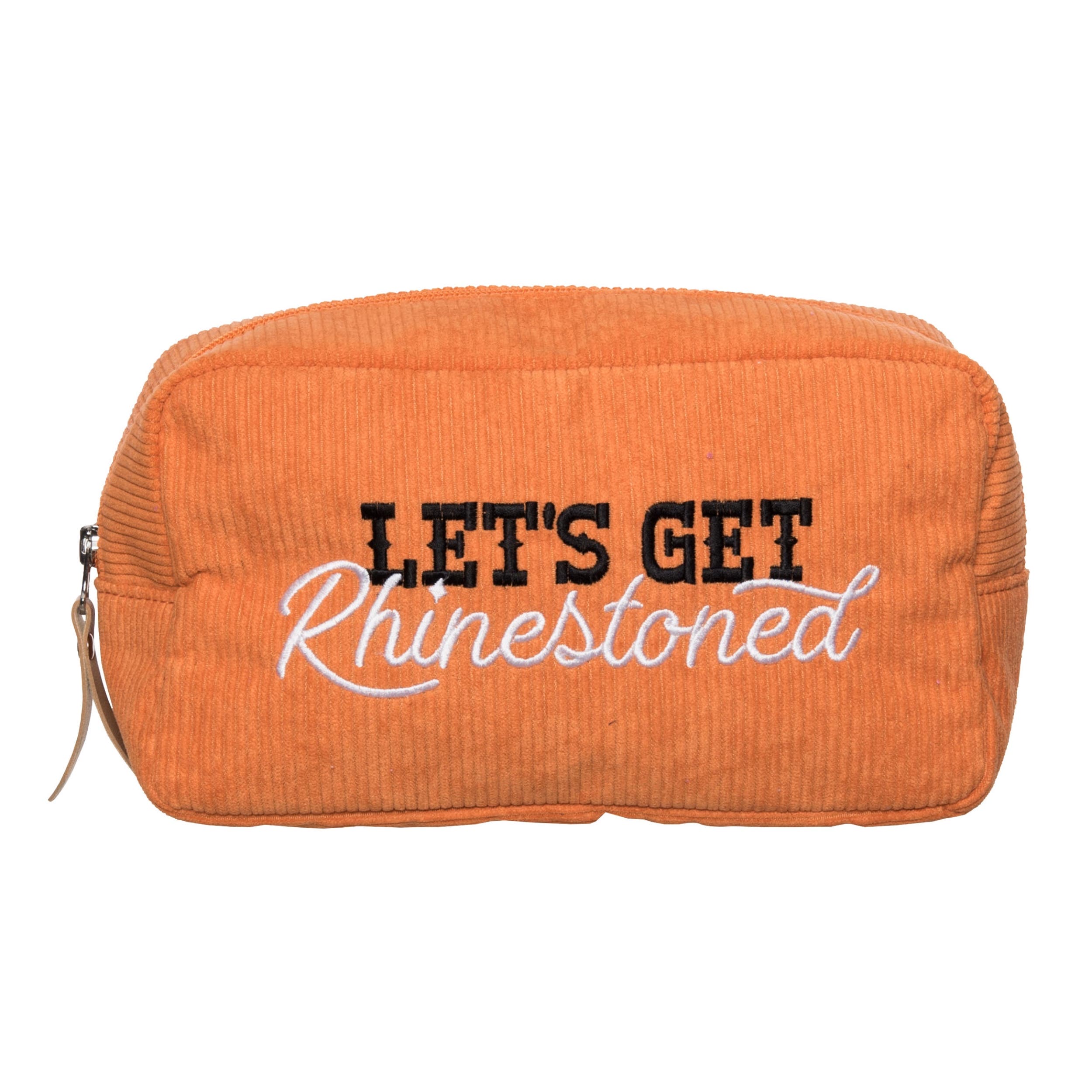 Get Rhinestoned Corduroy Cosmetic Bag Polyester Orange, Main, color, Orange