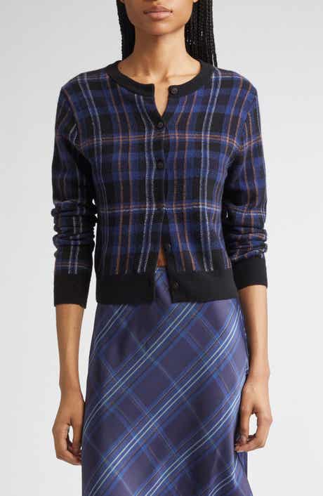 Vince Intarsia Plaid Wool & Cashmere Cardigan