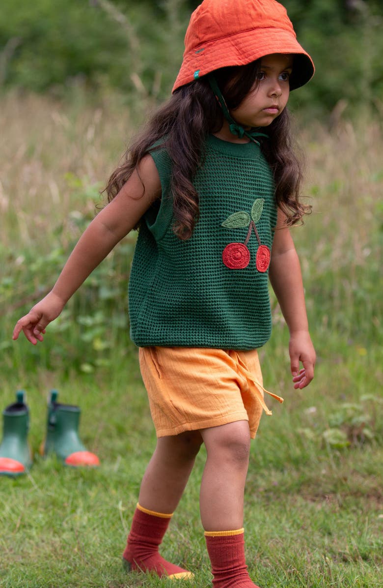 Little Green Radicals Kids' Little Cherry Sleeveless Organic Cotton Sweater, Alternate, color, Green