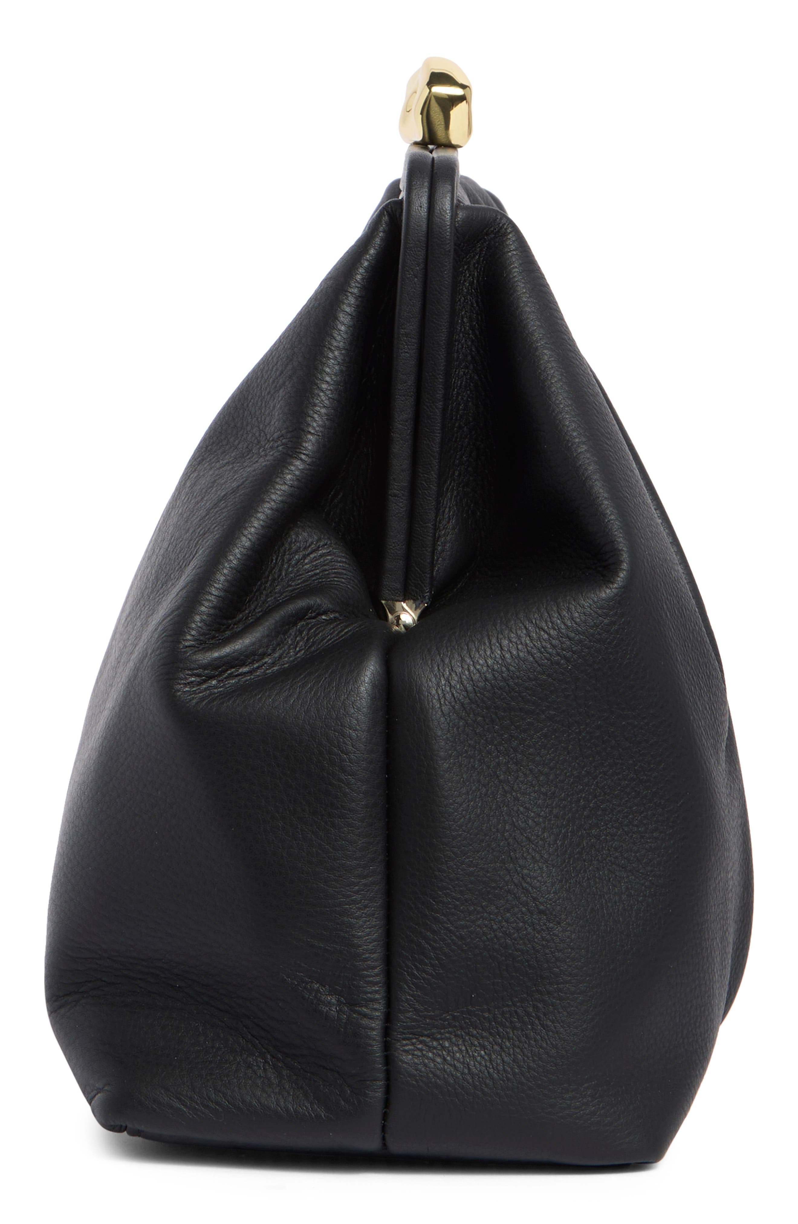 Frame XL Leather Clutch, Alternate, color, BLACK