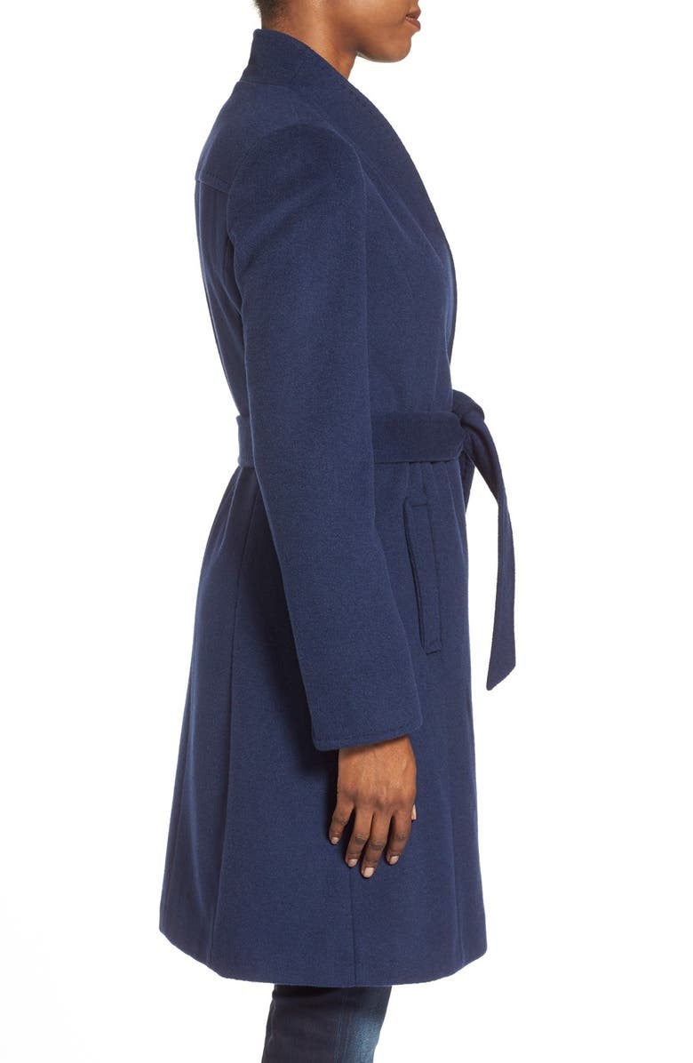 Ellen Tracy Belted Wool Blend Stand Collar Coat, Alternate, color, 